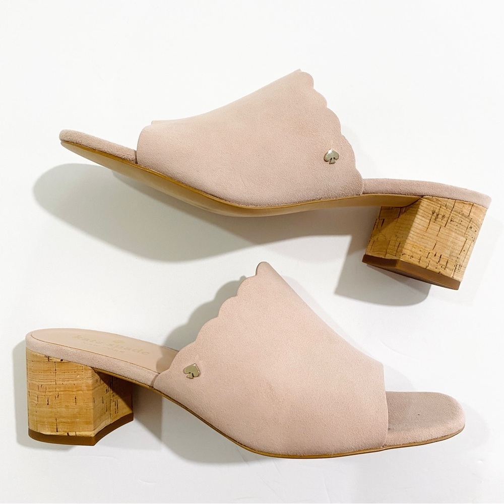 Kate Spade blush pink suede mules